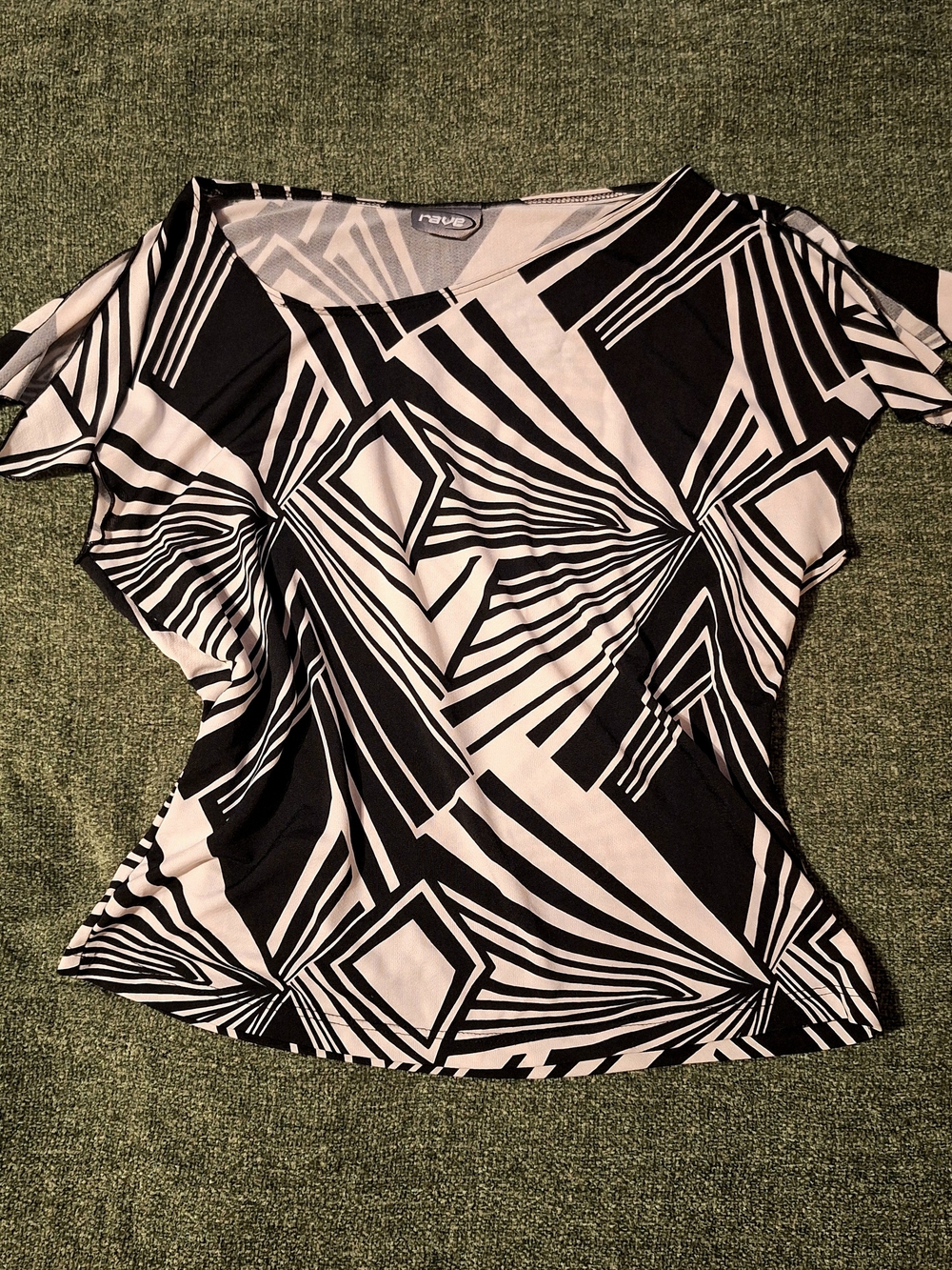 Y2k Rave Abstract Black and White Top